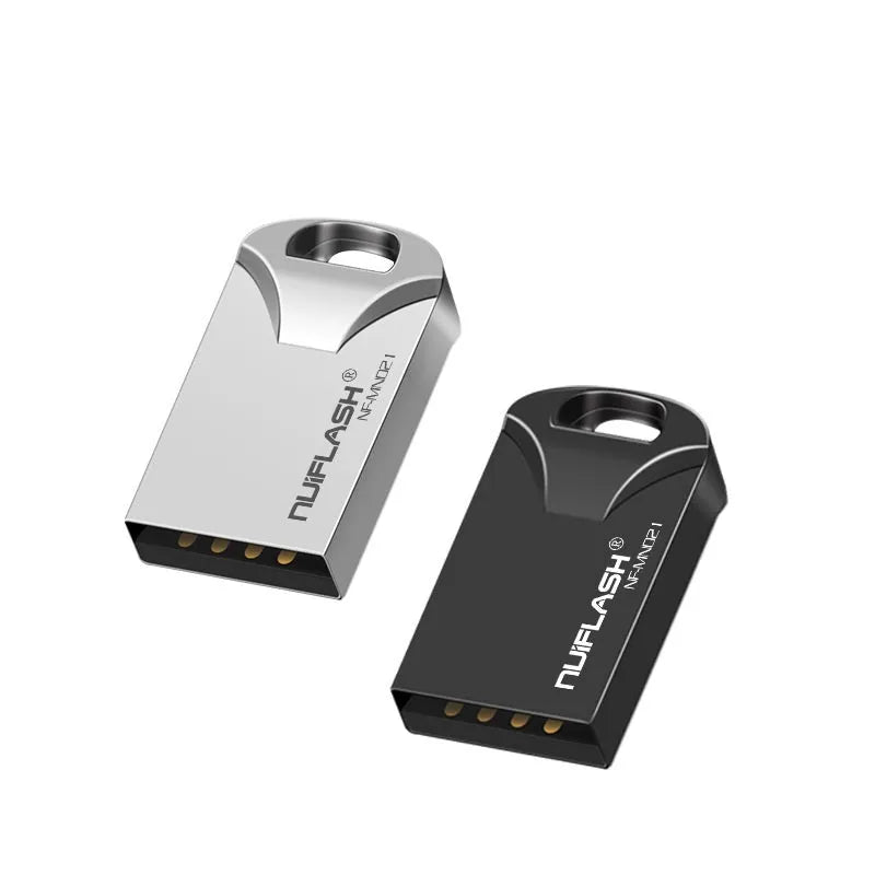 Mini USB 2.0 flash drive with solid state storage in black or silvery casing