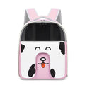 Large capacity portable pet bag for outdoor travel in beige with animal pattern, made from PU PVC