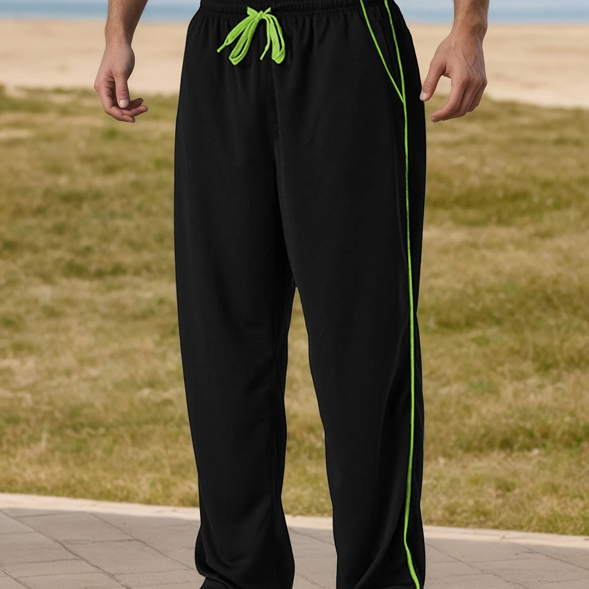 Men's loose high waist cropped bamboo fibre jogging pants in Black for gym and casual wear