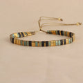 Geometric pull bead bracelet with round glass beads in five colour options