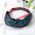 Red cloth banana leaf cross headband with elastic band for women's hair