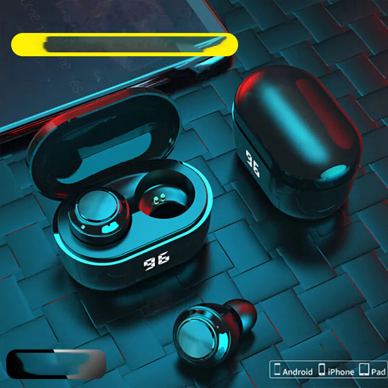 Black in-ear stereo Bluetooth headset with earplug-style design.