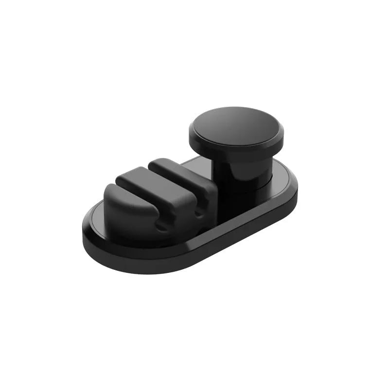 ABS silicone adhesive hook for car data cable storage in dark green, silver, or black.