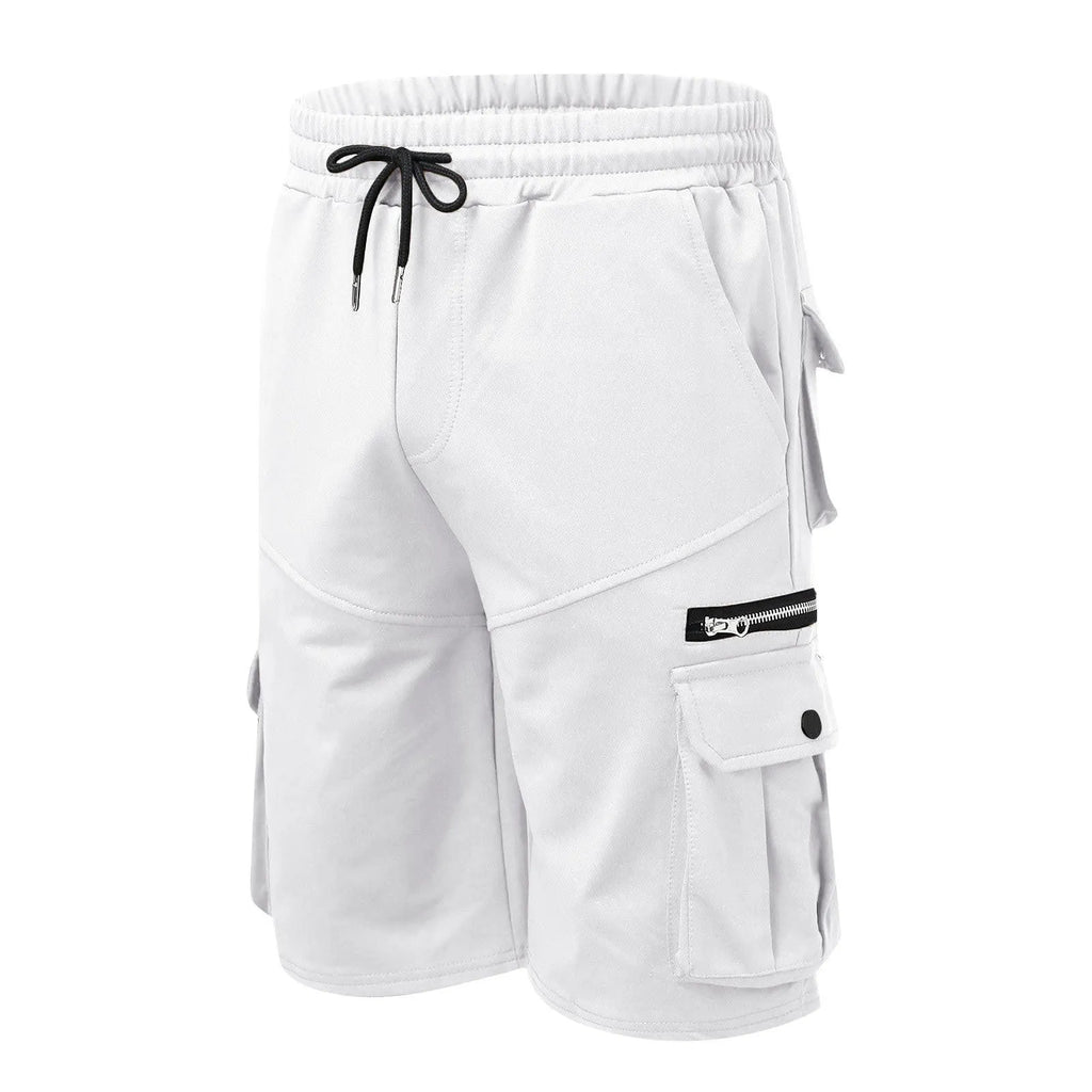 Men's double pocket zipper sports shorts, mid waist, summer fitness leisure, eight colours, sizes M to XXXL