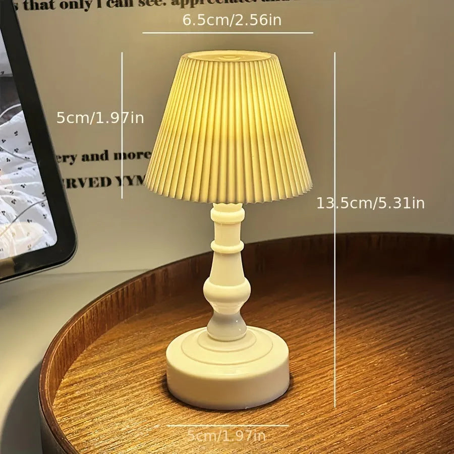 Geometric stereo cartoon table lamp with built-in battery, pleated shade in white