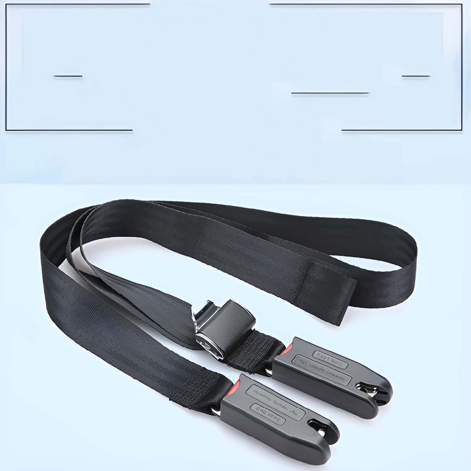 Black Isofix soft connection belt with steel fastener for car child safety seat universal two-point fixing