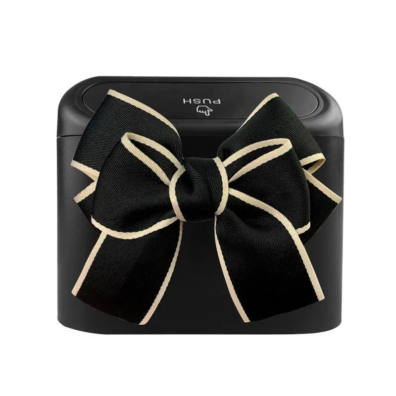Plastic car garbage bin with front door hook mount in black bow, 15.5x6.5x14cm
