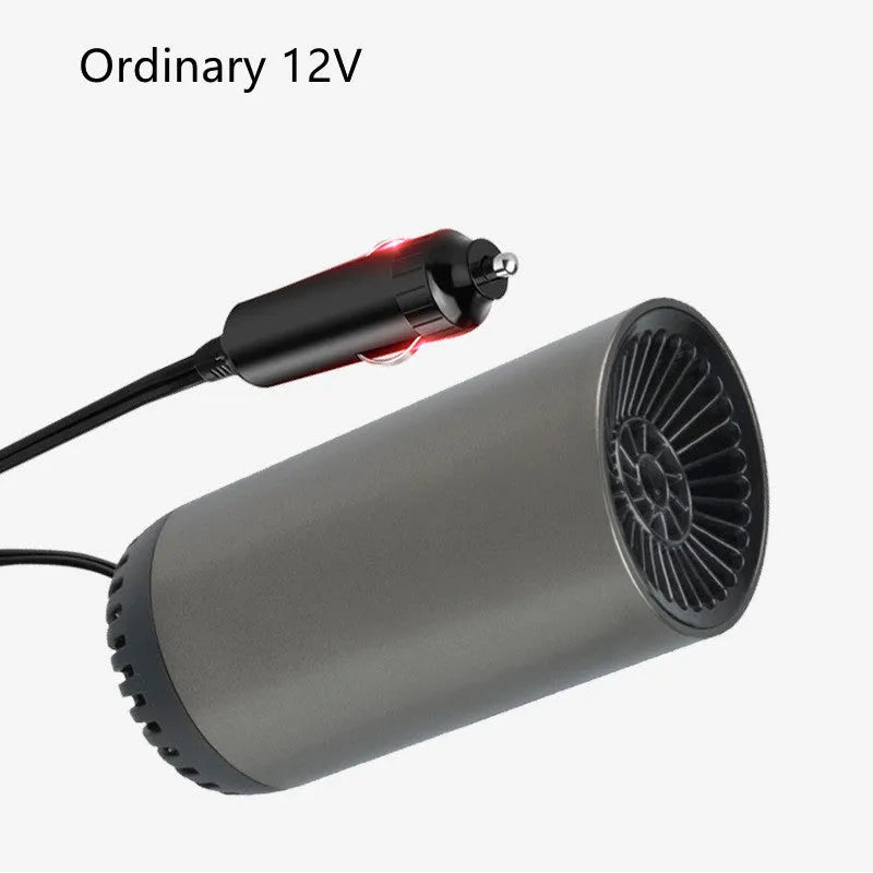 12V 150W car heater with suction cup bracket for windshield defogging and defrosting, black and grey