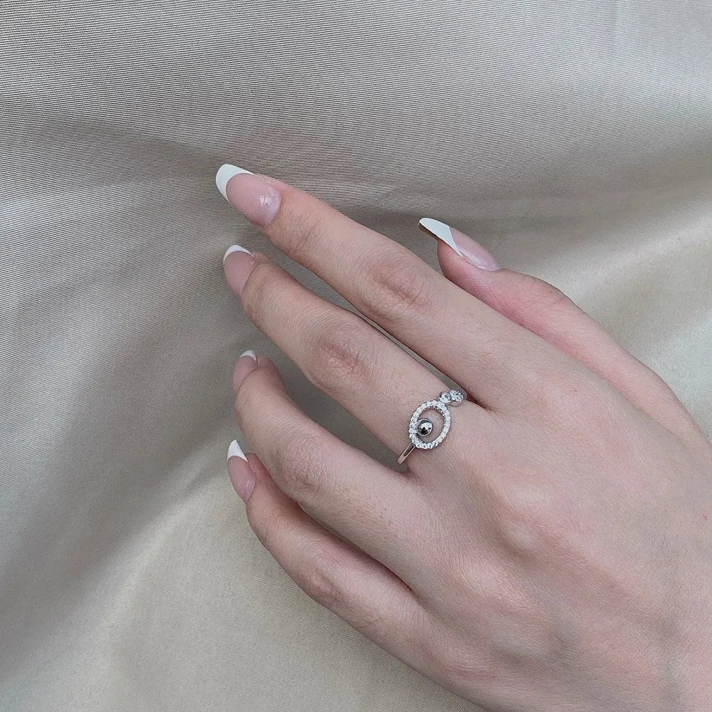 S925 sterling silver round irregular zircon ring Chinese style electroplated finish women's ring sizes No 5-9