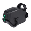 Black plastic resin bicycle trailer rope with hook-and-loop fastening for trailer security