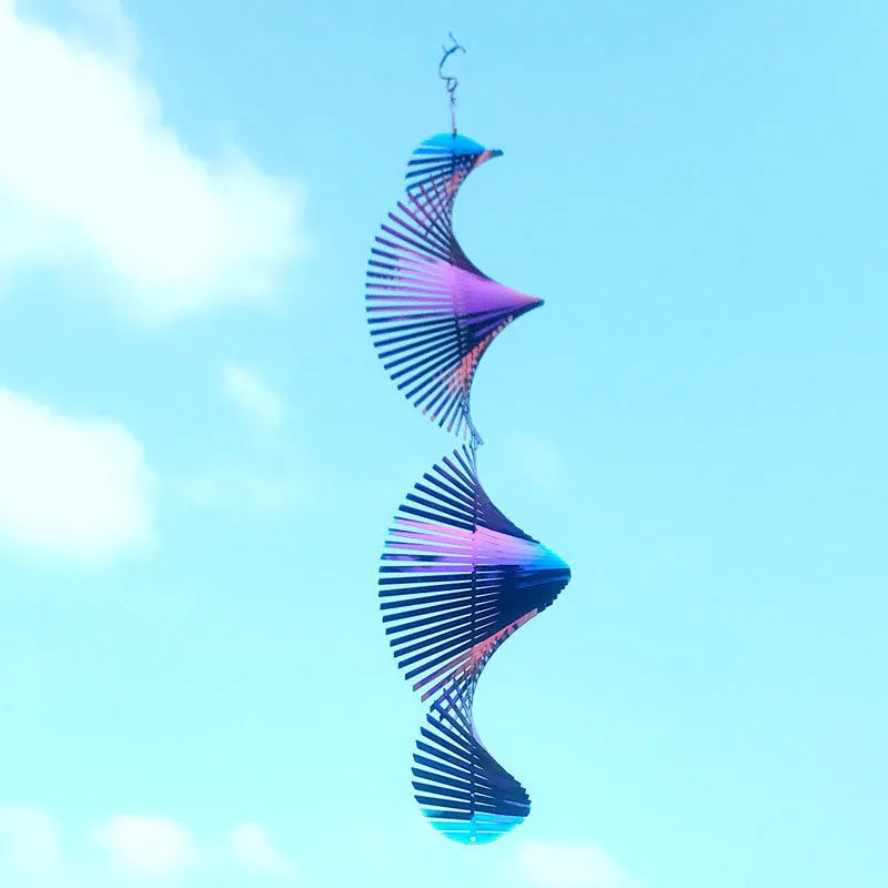 Rotating metal wind runner garden decoration outdoor pendant silver colourful 12.8x60 cm