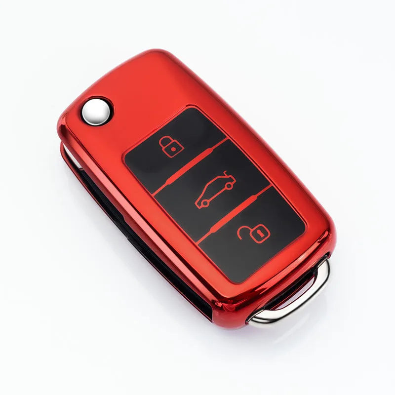 TPU protective case for a VW Model A folding car key, shown in Gem Blue colour.