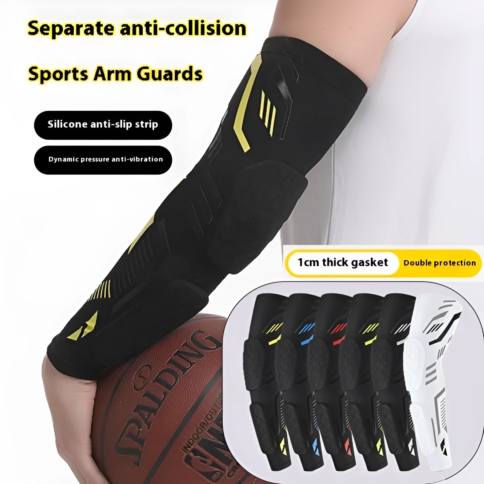 Breathable basketball elbow pad in black and blue colour, size options M L XL XXL