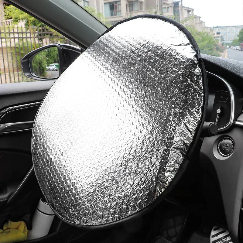 Car steering wheel sunshade cover made from aluminium foil for sun heat protection