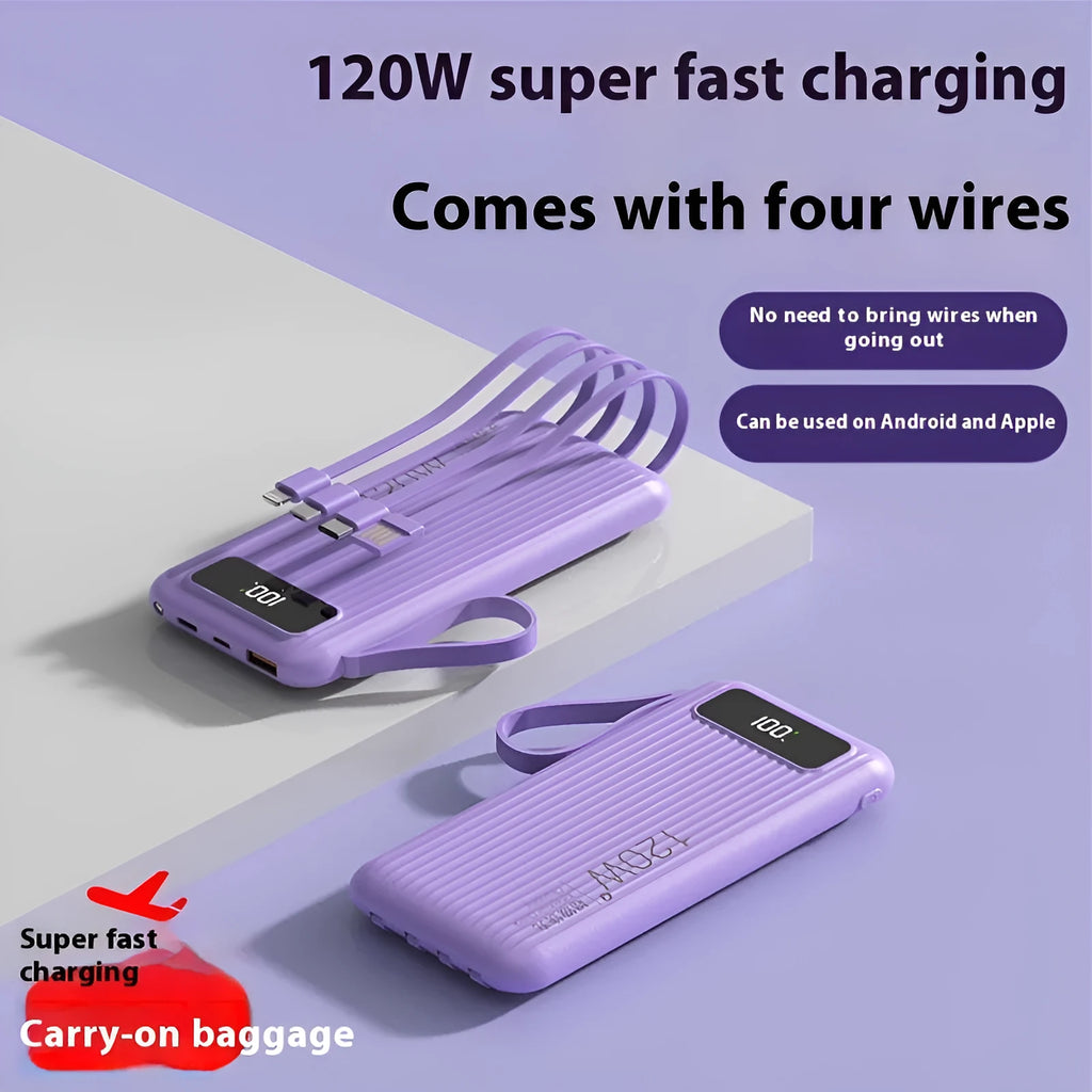 Super fast charge 20000mAh portable power bank with digital display in compact plastic shell