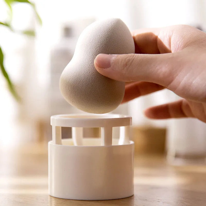 Pink plastic beauty egg stand with dustproof cover for bedroom cosmetics storage