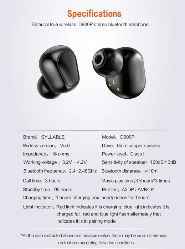 Bluetooth 5.0 True Wireless Stereo sports headphones with compact charging case
