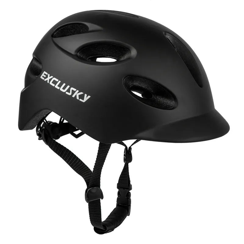 Electric LED cycling helmet with integrated tail light in black, size M 54-58cm