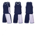 Men's basketball uniform set in quick-dry polyester, showing top and shorts in blue.