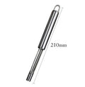 Stainless steel pineapple corer-slicer with black ABS handle, 18cm height, on white background
