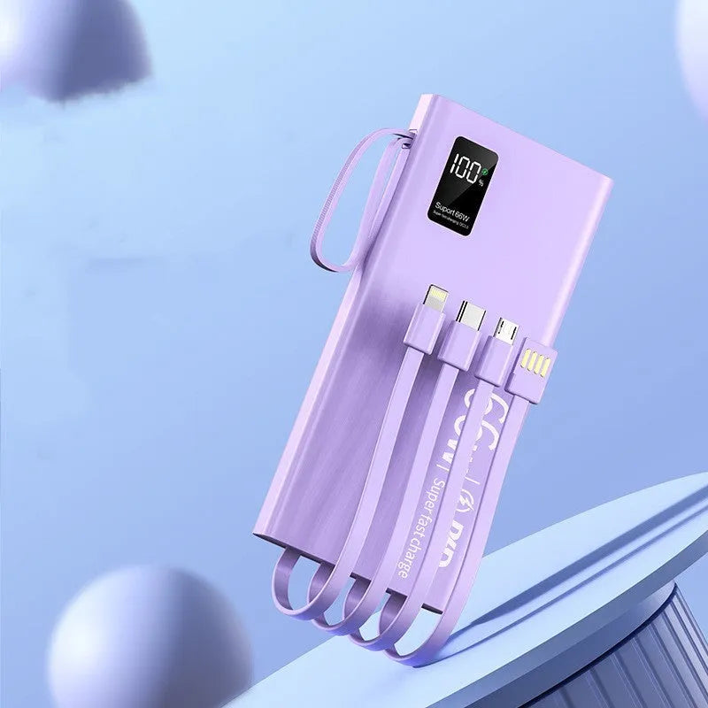 Super large capacity fast charging power bank 20000mAh or 30000mAh in black with lanyard and side light