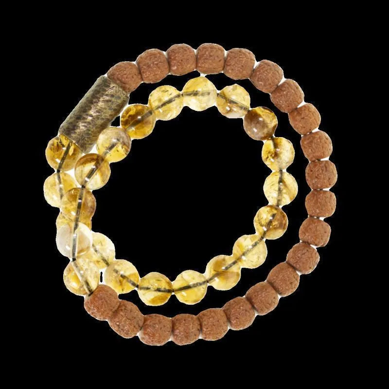 Retro style double circle bracelet with LCD display in citrine colour, showing girls and boys sizing options
