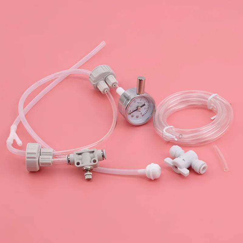 Plastic aquarium CO2 generator with attached needle valve and pressure gauge for fish tank use