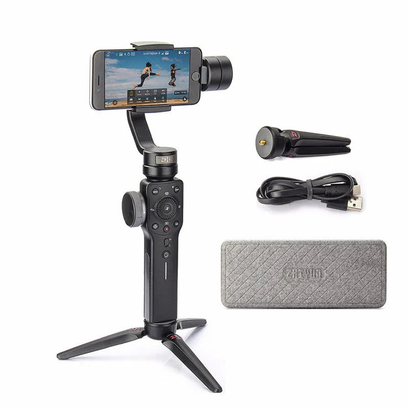 Black ABS mobile phone shooting stabilizer handheld device with 12-hour battery life