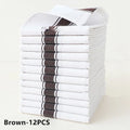 Set of 12 striped polyester cotton dish towels in multiple colours including black, blue, brown and yellow