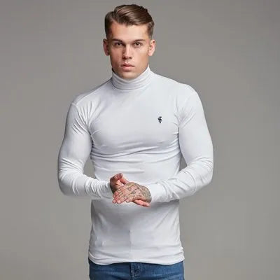 Doctor Muscle men's long sleeve sports top in grey, tight fit stretch fabric for training and running
