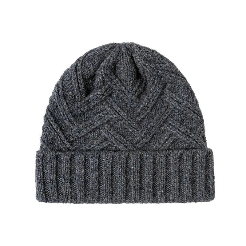 Wool knitted dome crown winter hat with totem pattern in six colour options