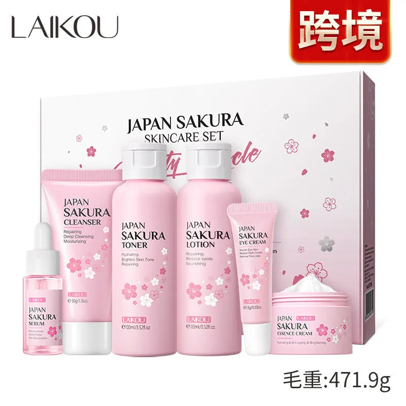 Cherry Blossom 6-piece skin care set with cleansing and brightening products
