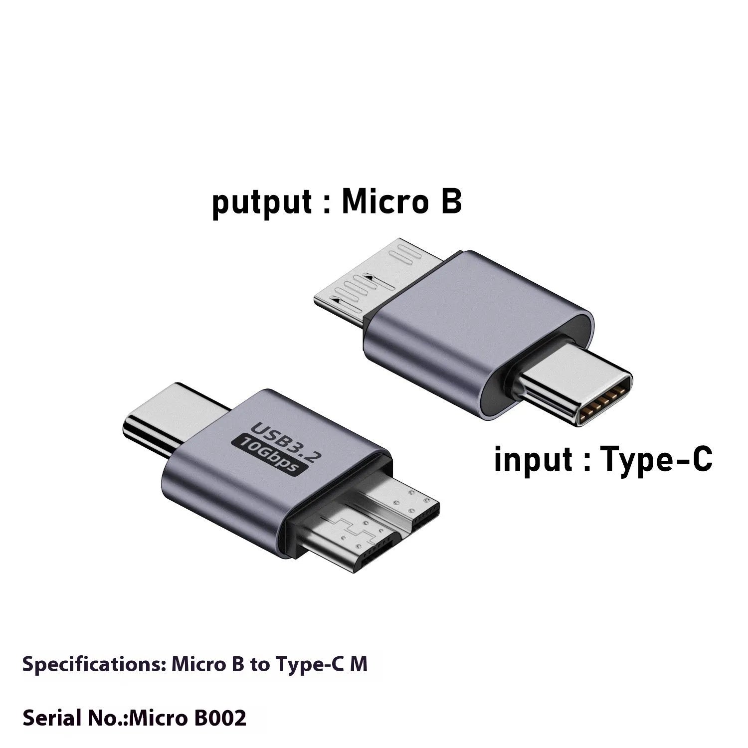 USB AM to Micro-B adapter connector for Micro-B interface devices