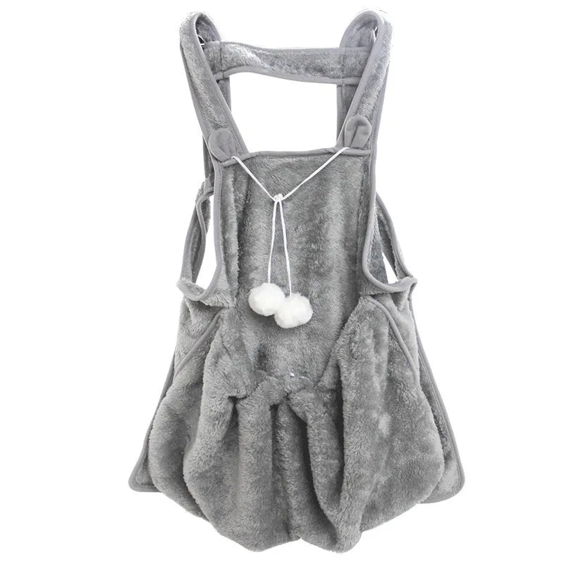Pets apron in coral fleece with inner bag, non-stick and anti-grab for cats and small dogs 1-7kg