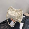 Fashion Rhombus Chain Shoulder Messenger Bag in soft PU leather, horizontal square shape, single strap, colour options black blue pink white