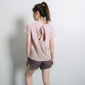 Women's short sleeve polyester sports T-shirt in grey green for running and gym workouts