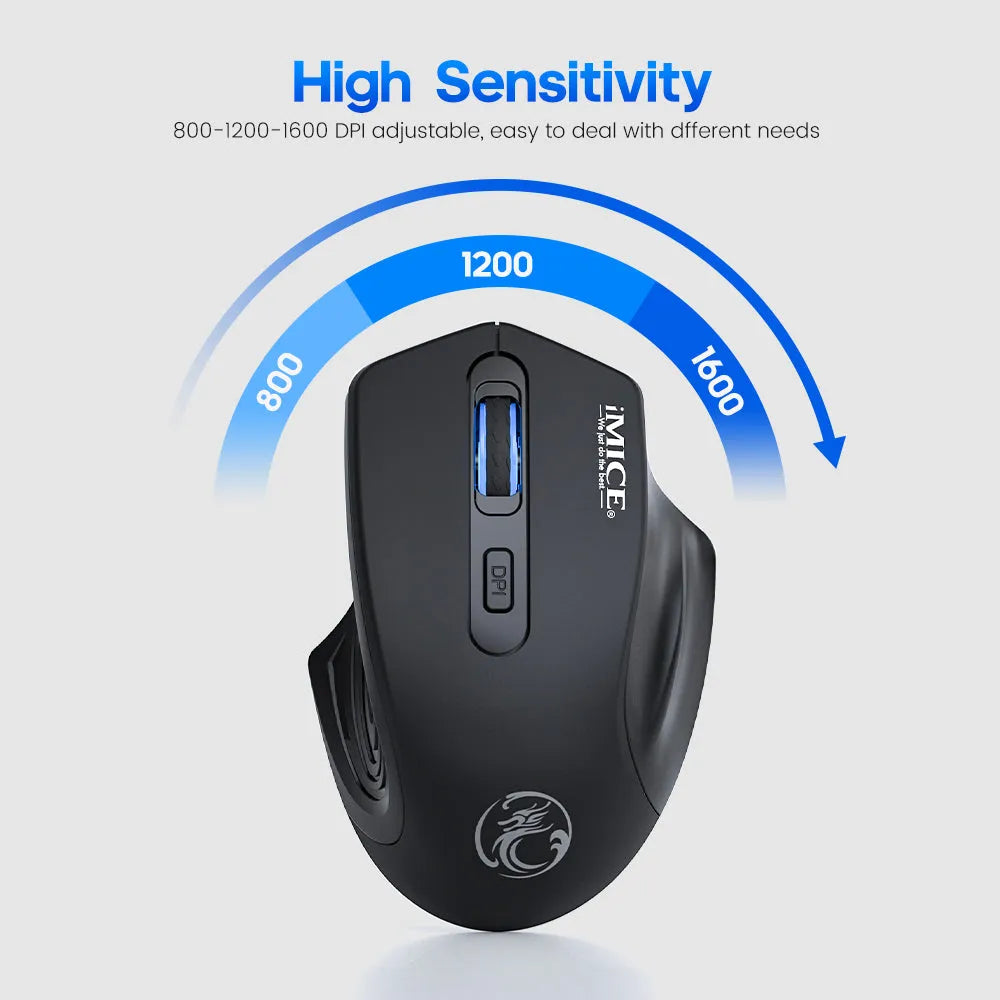 Black silent Bluetooth 2.4G wireless mouse, rechargeable, 115x80x40mm, with charging cable