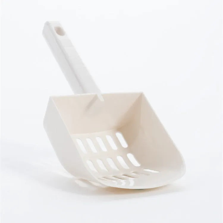 White plastic cat litter scoop kit, 130 x 100 x 258mm, for cat toilet cleaning