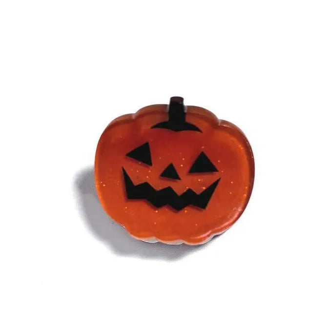Halloween hair clip in acrylic with Ghost, Pumpkin, and Spider options, small hair grabbing clip for women