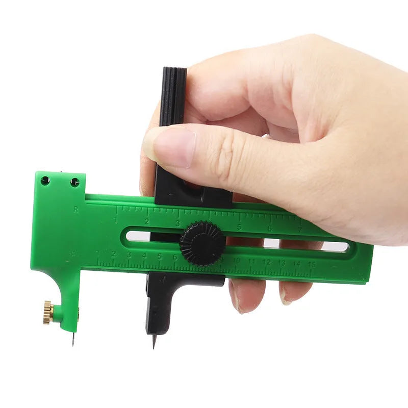 Small circular rail knife with plastic body and metal accessories for paper, cloth, and model cutting in blue
