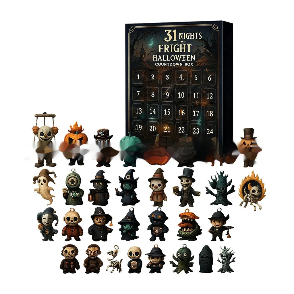 Halloween horror blind box countdown calendar with resin doll collectibles