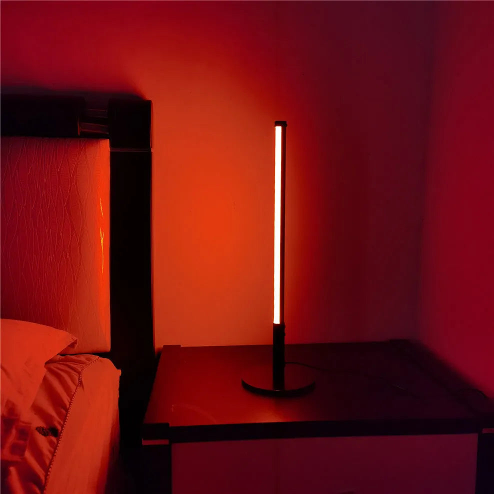 Black retro decorative LED atmosphere lamp with aluminium alloy body measuring 14cm diameter by 48.5cm height