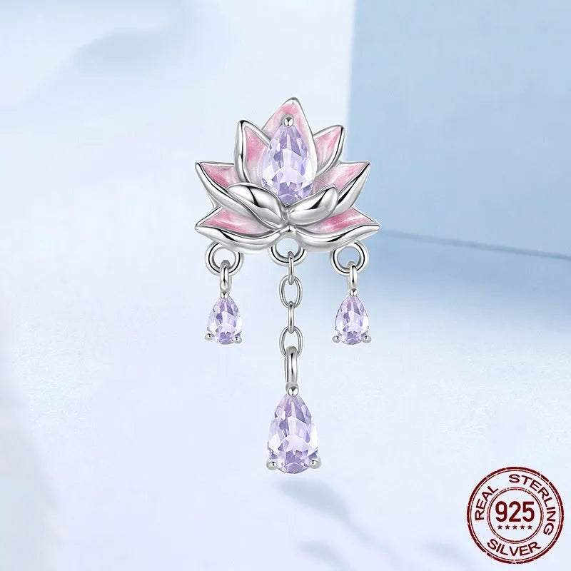 925 silver lotus spacer bead, 2.2cm by 1.1cm, with 0.45cm hole and gradient silver finish, colour BSC1134