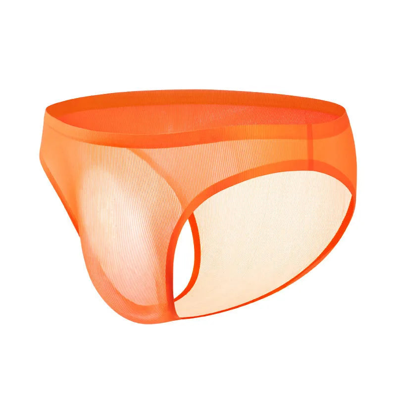 Ultra-thin ice silk seamless low-waist briefs in a solid colour on a white background.