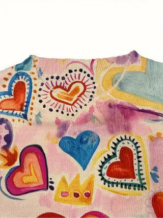 Digital printed casual top with lapel collar in loose fit, available sizes S to 5XL