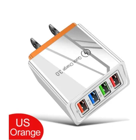 4USB mobile phone charger with luminous indicator in various colour options