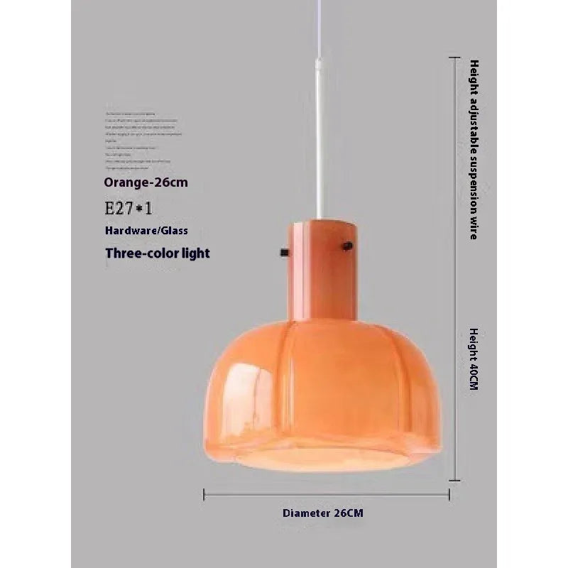 Medieval retro glass bud chandelier pendant light in caramel colour with tricolour dimming