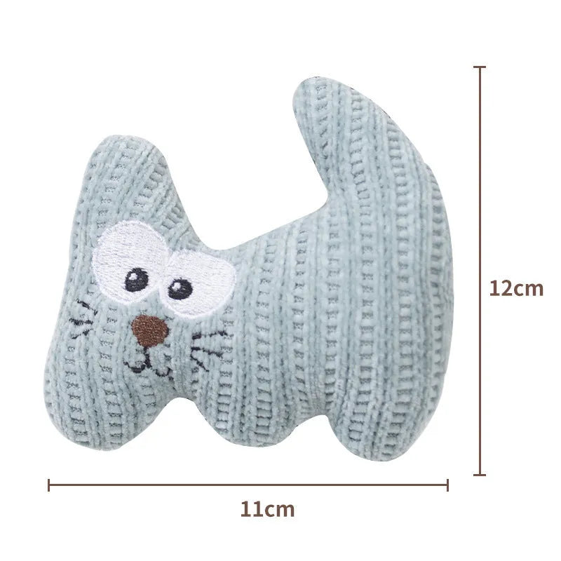 Catnip plush rope toy for cats with bell inside, cyan and light coffee colours