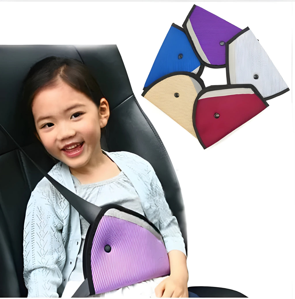 Child car seat belt adjuster in Oxford fabric, triangular, approx. 22 x 15cm, 27g, for kids over 4 years or 15kg