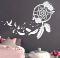 Creative dream catcher feather pattern white PVC wall sticker for bedroom decor 55x77cm